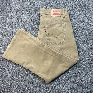 Levi's 513 Men's 31x26 Low Slouch Boot Cut Corduroy Pants Tan Khaki Stretch 7 JR